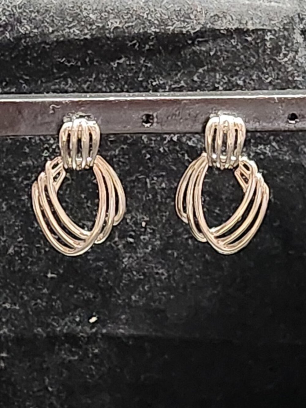 Silver Tone Layered Teardrop Dangle Statement Earrings